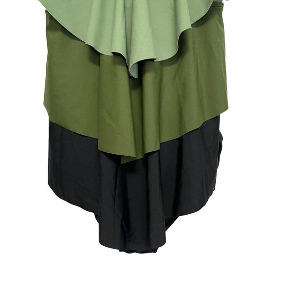 BLOOMCHIC 1 Piece Layered Swimsuit Womens Size 10 Black Green Beach Vacation - Picture 3 of 10